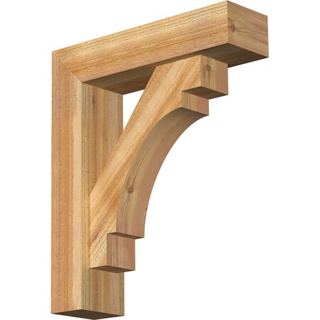 Ekena Millwork Merced Block Rough Sawn Bracket w/ Offset Brace, Western Red Cedar, 6"W x 22"D x 26"H BKT0604X22X26MRC05RWR